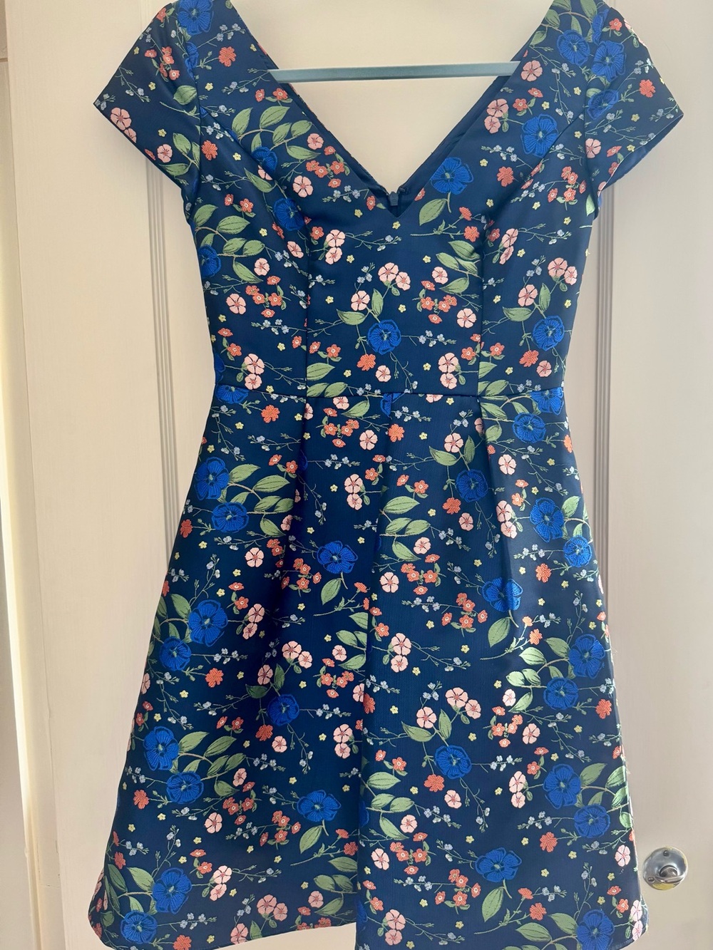 Floral Jacquard Short A-Line Dress